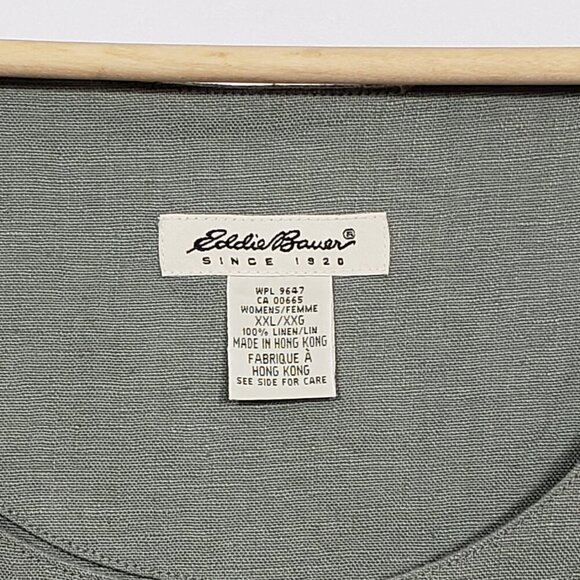 NWOT  Eddie Bauer  Olive Green Linen Sleeveless Long Shift Dress  Size XXL - Picture 2 of 3